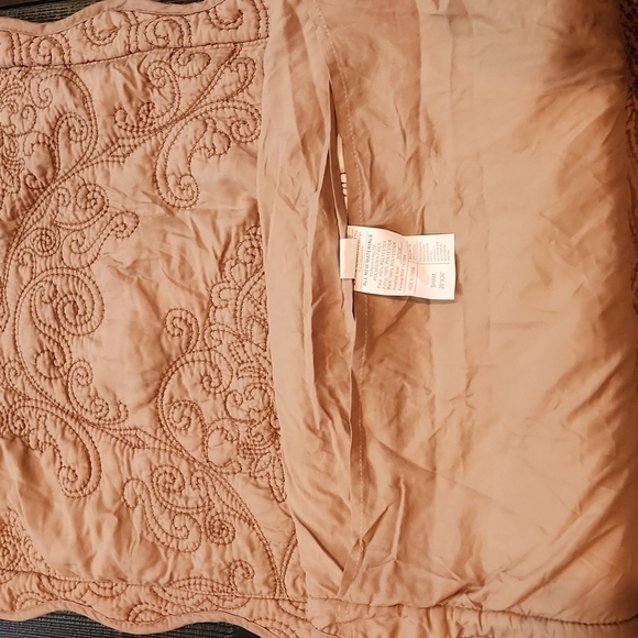 Gold/tan Colored Embroidered Pillow Shams - Picture 5 of 7